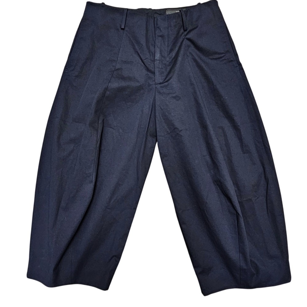 Zara Womens XL Balloon Barrel Leg Cropped Pleated Trousers Black High Rise - Picture 4 of 16